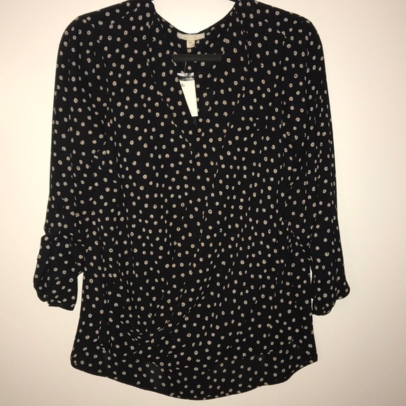 Pleione Tops - Pleione Black and Peach Blouse